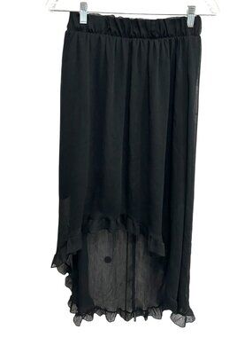 Long Black High-Low Hem Ruffled Skirt No Boundaries Size L Whimsigoth Witchy